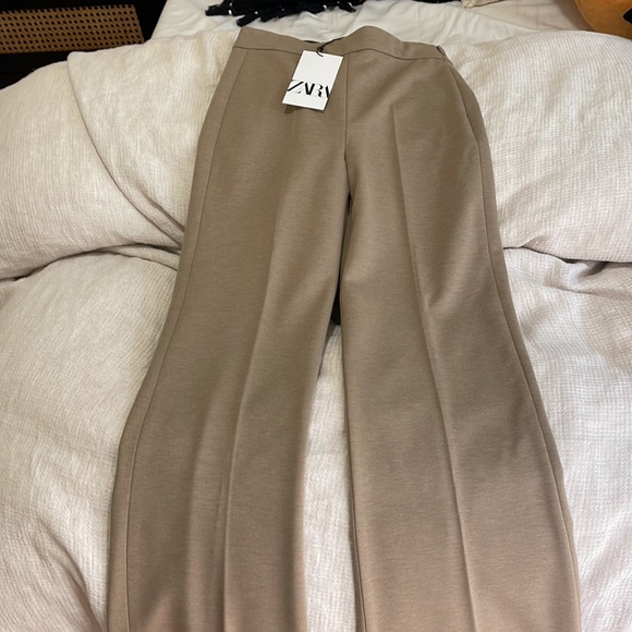 Zara Camel High Waisted Flare Pants - Picture 3 of 5